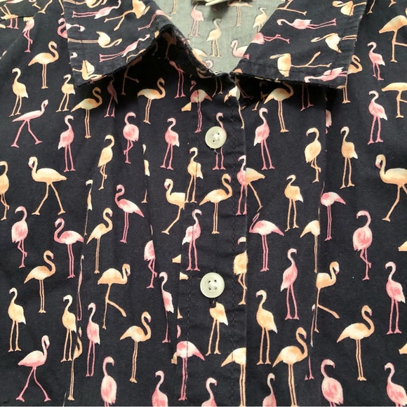 Talbots Petite Flamingo Button Front Sleeveless Tank‎ Top Navy Pink Small Petite - Picture 5 of 5